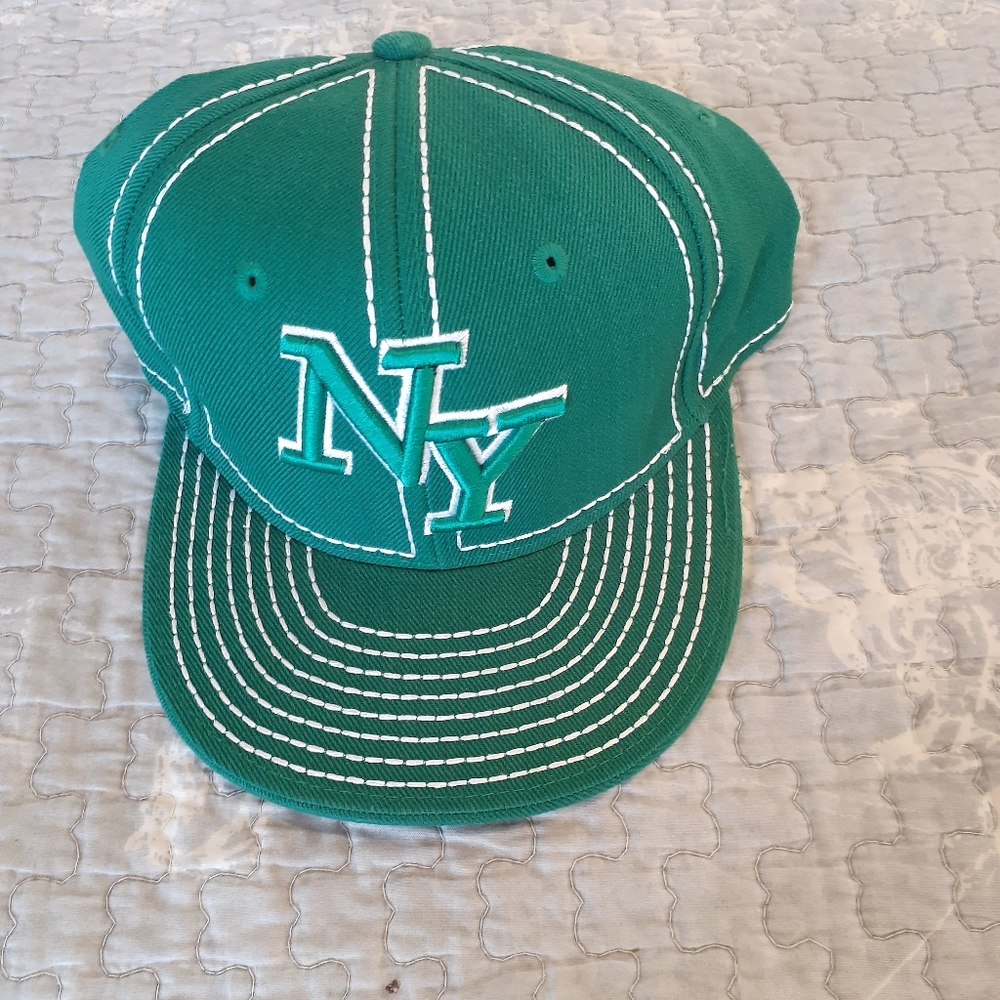 Green/White Stitch NY Hat